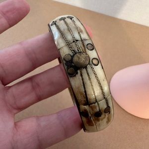 Bone & Brass Bracelet Brass Inlaid
Vintage From India